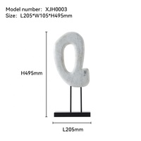 Sculpture abstraite en marbre personnalisable, art en pierre noir et blanc, ornement décoratif avec base en métal pour commande en gros