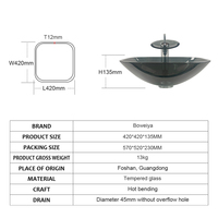BOWEIYA Lavabo de salle de bain en verre irrégulier de couleur personnalisée avec drain, design moderne, écologique et facile à nettoyer
