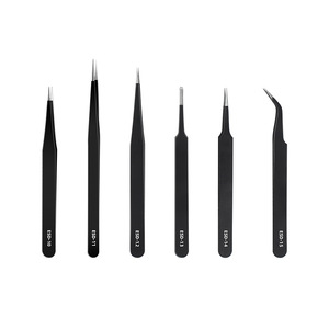 Dingyi Tweezers Set 6pcs Stainless Steel Precision Tips For Micro Assembly Industrial Grade Heat Resistant - Product Image 2