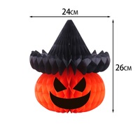 Decoración Colgante de Papel de Panal Negro y Naranja para Halloween, Set de Araña, Calabaza, Jack O'Lantern, Sombrero de Bruja, Decoración Espeluznante para Fiestas