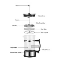 Cafetière à piston HIGHWIN en verre borosilicate avec filtre en acier inoxydable, design moderne et écologique