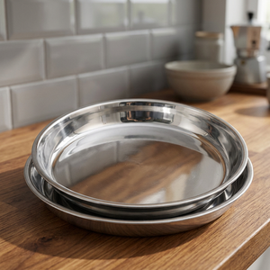 Plateau de service en métal durable, en acier inoxydable, personnalisable, minimaliste, pour la maison, la cuisine, le buffet, les fêtes, résistant à la rouille, facile d'entretien - Product Image 2