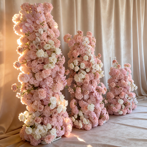 Vente en gros : Arche de gâteau de mariage, roses en soie roses, guirlande d'hortensias, fleurs artificielles pour Noël, décoration de Noël - Product Image 1
