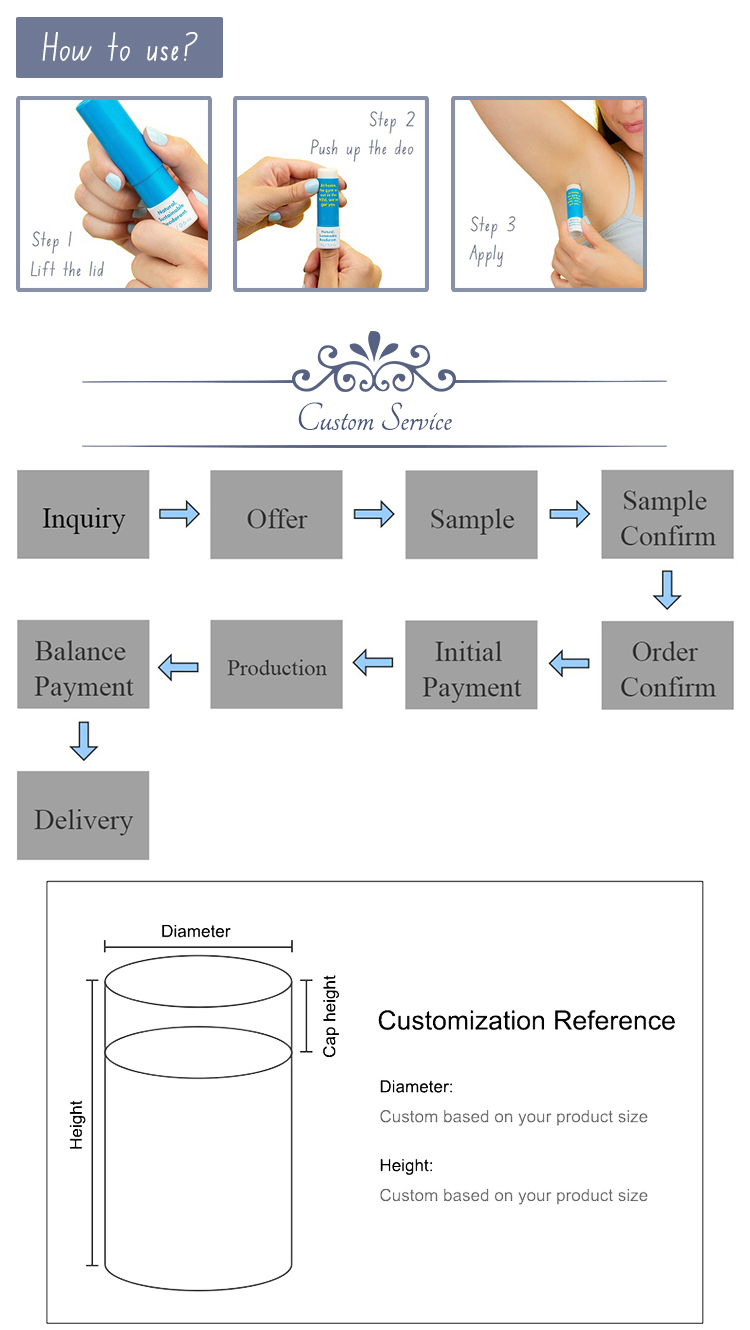 biodegradable paper tube packaging deodorant lip balm tubes stick solid perfume 7 g o.3 oz 14 g 0.5 oz