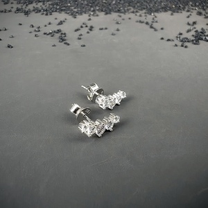 Anting-anting kancing berlian Moissanite perak murni 925 pernyataan rodium trendi pabrik untuk hadiah uniseks wanita - Product Image 2