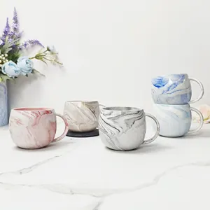 Tasse artisanale de couleur marbre, os fin, gobelets en porcelaine et tasses personnalisés
