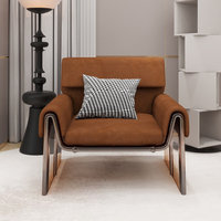 Fauteuil de canapé moderne simple et décontracté Fauteuil en velours avec base en acrylique pour le salon, la chambre à coucher, la salle à manger, l'hôtel ou les loisirs en plein air