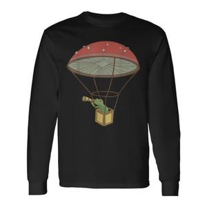 T-shirt à manches longues avec motif grenouille et montgolfière, design Farmcore Cottagecore - Product Image 1