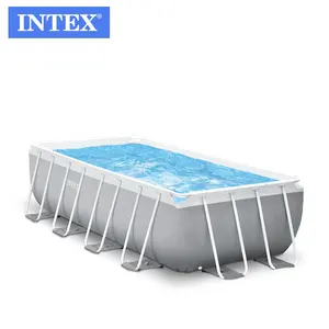 INTEX 26790 taşınabilir PVC dikdörtgen Metal Set açık aile yapı iskeletli yüzme havuzu