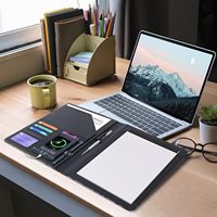 Porte-cartes de poche en faux cuir PU végétalien d'affaires stockage de documents Folio pliable portefeuille presse-papiers dossier avec bloc-notes