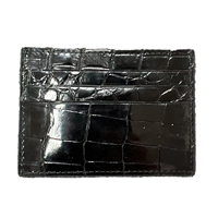 Portefeuille fin pour homme en cuir de crocodile véritable noir de luxe, porte-cartes de crédit, cuir exotique véritable, portefeuilles minimalistes