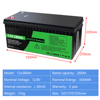 Système de stockage d'énergie domestique évolutif 12V/24V, batterie LiFePO4 280Ah, options 150Ah 200Ah 230Ah 300Ah pour la sauvegarde solaire hors réseau