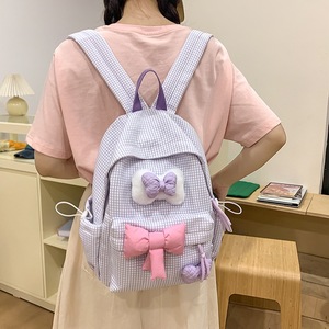 Pink Bow <b>Backpack</b> With Heart Design For School Girls Summer 2024 - Product Image 2