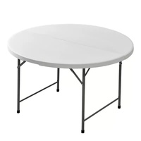 Table ronde pliable blanche moderne pour événements en plein air, repas, parc, cuisine, chambre, hôtel, halls extérieurs