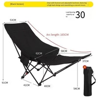 Chaise de camping pliante inclinable portable en tissu Oxford avec pieds de support en acier carbone, chaise de jardin pour la pêche et la plage