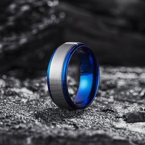 Anillos de moda 8mm Oro 18K Anillo de tungsteno Pareja Wed Set Compromiso Anillos de promesa Ajuste cómodo - Product Image 6