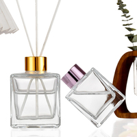 Bouteille diffuseur de parfum carrée en verre personnalisée 50ml 100ml 150ml 200ml, flacon de luxe pour la maison avec bouchon à vis