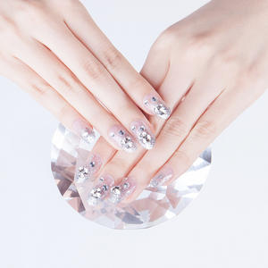 เล็บปลอมสำหรับงานแต่งงานประดับพลอยเทียมระยิบระยับหรูหรา,มงกุฏทรงสี่เหลี่ยมแบบสั้นงดงามสำหรับเจ้าสาวจำนวน24ชิ้น - Product Image 1