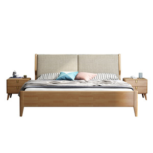Nordic Solid Wood Bed 1.8M Double Platform Bed Soft <b>Headboard</b> Birch Wood Bedroom Furniture - Product Image 4