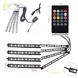 发光二极管大气灯带USB 12发光二极管/带RGB 48LED音乐传感器，带远程USB点烟器可选