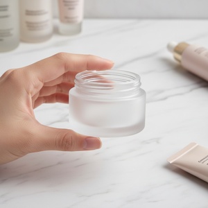 Wholesale 5ml 10ml 15ml 20ml 30ml 50ml 100ml Round Wide Mouth Frosted Glass Cosmetic <b>Empty</b> Cream <b>Jar</b> Packaging - Product Image 1