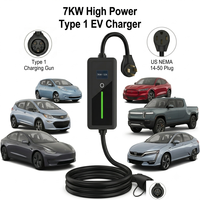 Nouvelle borne de recharge pour véhicules électriques de type 1, 32A 7kW, portable, étanche IP66, ignifuge UL94-V0, pour usage domestique