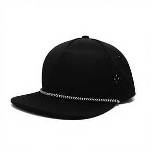 Premium 5 Panel Perforated Performance <b>Hat</b> with Rope <b>Waterproof</b> Golf <b>Hat</b> Laser Cut Hole Mesh <b>Hat</b> Golf Cap Wholesale - Product Image 1