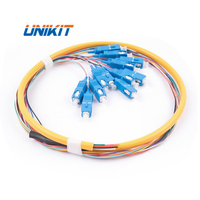 Chinese Supplier OEM FTTH Singlemode Multimode FC ST SC LC Bundle Pigtail 12 Core 12 Color SC UPC Fiber Optic Bundle Pigtail