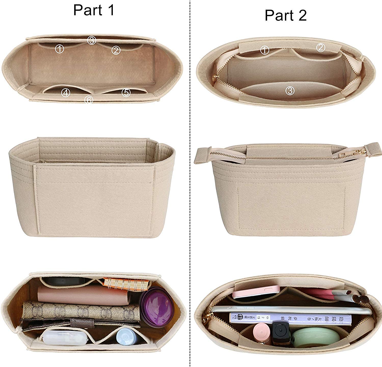 Organizer LV Speedy Neverfull Organizer Per Borsa In Feltro Con Tracolla - Taglia M (30x12x22 Cm), Multitasche, Cerniera, Per Ordinare Oggetti Personali Borse A Tracolla Da Donna