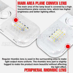 Plafonnier rond pour voiture 12/24V 120-180 LED, éclairage intérieur, lampe à intensité variable avec interrupteur pour camping-car, caravane, bateau, camping-car - Product Image 3