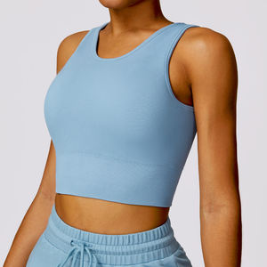 Nouvelle mode sans couture Gym Crop débardeur Fitness ajusté débardeur <span class=keywords><strong>avec</strong></span> manches courtes Yoga entraînement haut à manches courtes - Product Image 5