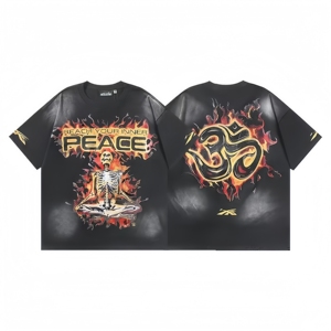 Ensemble de T-shirts Hell <span class=keywords><strong>Star</strong></span> en stock – T-shirts oversize en coton délavé style hip-hop streetwear vieilli à manches courtes pour hommes - Product Image 4