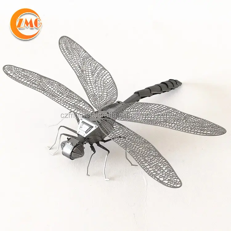 Venta caliente Artesanía de metal personalizada 3D Libélula DIY