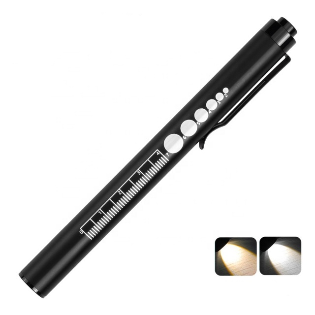 QXMOVING Custom Logo Medical LED Penlight USB Rechargeable Diagnostic Nurse Pen Light Flashlight with Pupil Gauge for Doctors