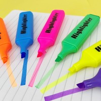 Vente en gros Ensemble de stylos marqueurs surligneurs mignons pour étudiants, 6 couleurs fluorescentes avec pointe de pinceau plate