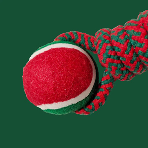 Jouet à mâcher pour chien en corde de Noël écologique, vert et rouge, interactif, pour l'intérieur et l'extérieur, en corde de coton - Product Image 6
