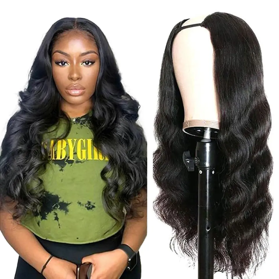 Fashion wholesale unprocessed 100% brazilian human Natural raw virgin hair u-part Wigs for black women vendors