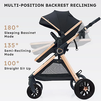 Poussette bébé multifonctionnelle pliable 3-en-1 en métal OEM avec siège auto pour bébé et sac de transport pour bébé