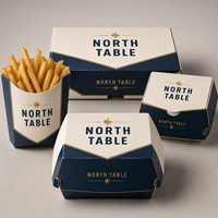 Boîte à emporter en papier pour restaurant, emballage alimentaire personnalisé avec logo, pour hamburgers, poulet frit, frites, conteneur jetable, marque privée.