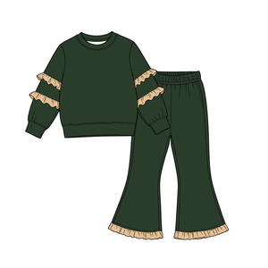 Nueva Llegada de Ropa para Niños, Conjuntos de Color Sólido, Ropa de Algodón con Volantes, Conjuntos Combinados para Niños - Product Image 4