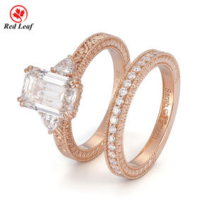 रेड लीफ 10k 14k 18k सोने की अंगूठी सेट-1ct 2ct 3ct 3ct 2ct 3ct 3ct के साथ सेट किया गया हीरा सगाई की अंगूठी - Product Image 2