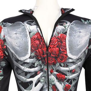 Traje <span class=keywords><strong>de</strong></span> Halloween <span class=keywords><strong>para</strong></span> <span class=keywords><strong>Mujer</strong></span>, Diseño <span class=keywords><strong>de</strong></span> Calavera con Rosas Fantasmales, Mono Ajustado Elástico, Ropa <span class=keywords><strong>de</strong></span> Terror <span class=keywords><strong>para</strong></span> Pascua, Fabricación OEM/ODM - Product Image 5