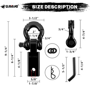 Receptor de enganche de remolque de 2 pulgadas con pasador de <span class=keywords><strong>5</strong></span>/8 pulgadas, grillete de anillo en D de 3/4, accesorios de remolque para camión, Jeep, remolque - Product Image 5