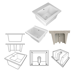Évier de lavage en céramique blanc 60 et 50 cm, 2 tailles, pour buanderie, meuble console, style Belfast Vintage - Product Image 1