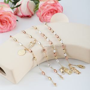 Tricolor 14k chapado en Oro de la Virgen de Guadalupe esclavo y St Bennedict Oro Laminado Brazalete de la Virgen de Guadalupe y de San Benito, 3 colores - Product Image 5