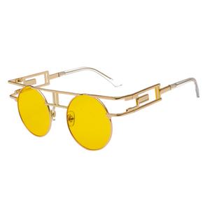 Venta al por mayor 2024 gafas de sol redondas Steampunk Unisex de alta calidad Protección Anti-ultravioleta marcos de Oro Negro estilo de moda - Product Image 4