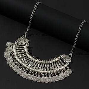 Collar de moneda con flecos bohemios, gargantilla de playa de plata Vintage a la moda gitana, collar llamativo con babero y borlas para mujer - Product Image 6
