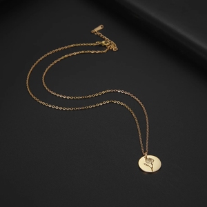 Collana con Ciondolo Fiore di Nascita Skyrim per Donne, Acciaio Inossidabile, <span class=keywords><strong>Flora</strong></span> Gladiolo Papavero Peonia Rosa Margherita, Gioielli Personalizzati - Product Image 4