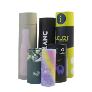 Benutzer definierte Farbe Biologisch abbaubare Kraft Rundglas T-Shirt/Kleidung zylindrische Flasche Runde Papier Tube Box für Geschenk verpackung