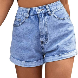 Shorts <span class=keywords><strong>de</strong></span> <span class=keywords><strong>mezclilla</strong></span> <span class=keywords><strong>de</strong></span> verano para <span class=keywords><strong>mujer</strong></span>, <span class=keywords><strong>de</strong></span> cintura alta, sencillos, adelgazantes, <span class=keywords><strong>de</strong></span> pierna ancha, corte A, estilo pantalón corto. - Product Image 1